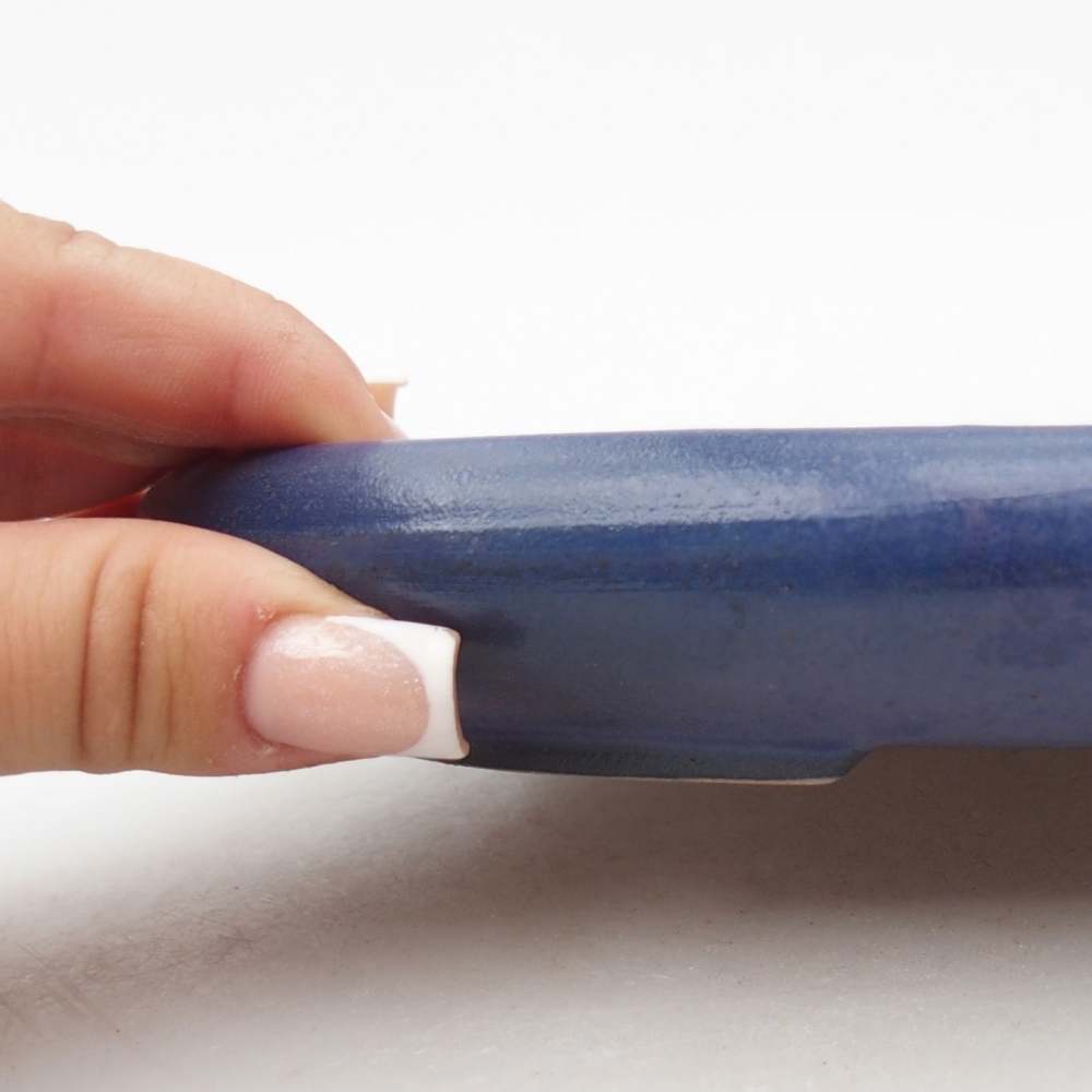 Bonsaischaal van keramiek 22,5 x 16,5 x 3 cm, kleur blauw