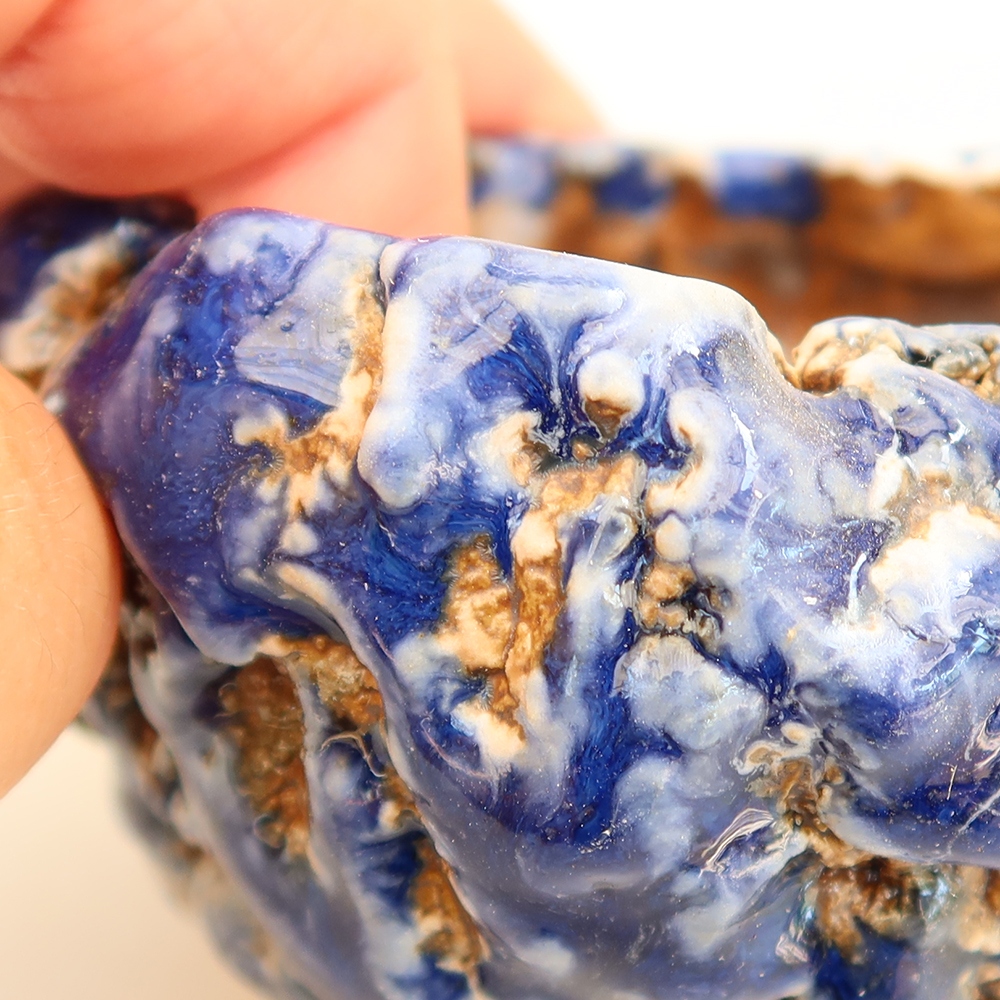 Keramische schaal  6 x 6 x 4,5 cm , kleur: blauw