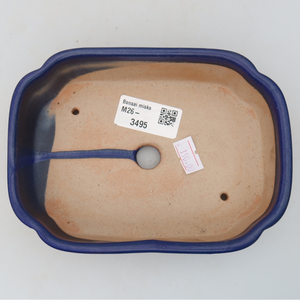 Bonsaischaal van keramiek 16 x 11,5 x 4 cm, kleur blauw