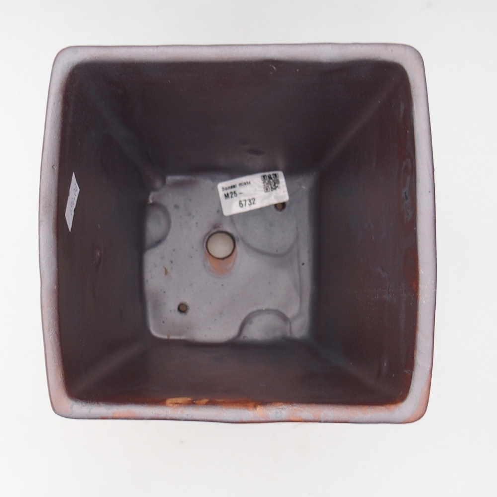 Bonsaischaal van keramiek 15 x 15 x 19,5 cm, metaalkleur