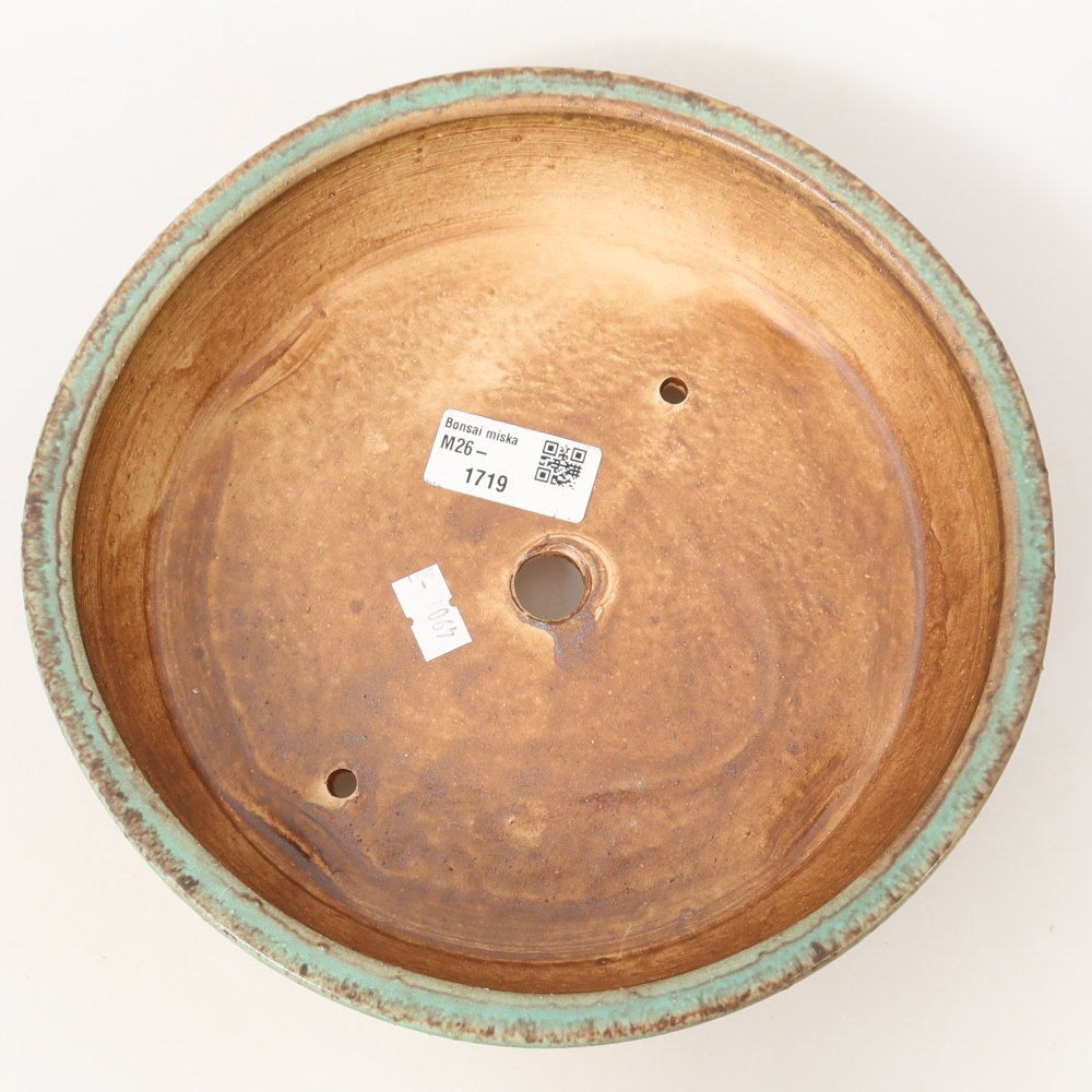 Bonsaischaal van keramiek 21,5 x 21,5 x 6 cm, groen
