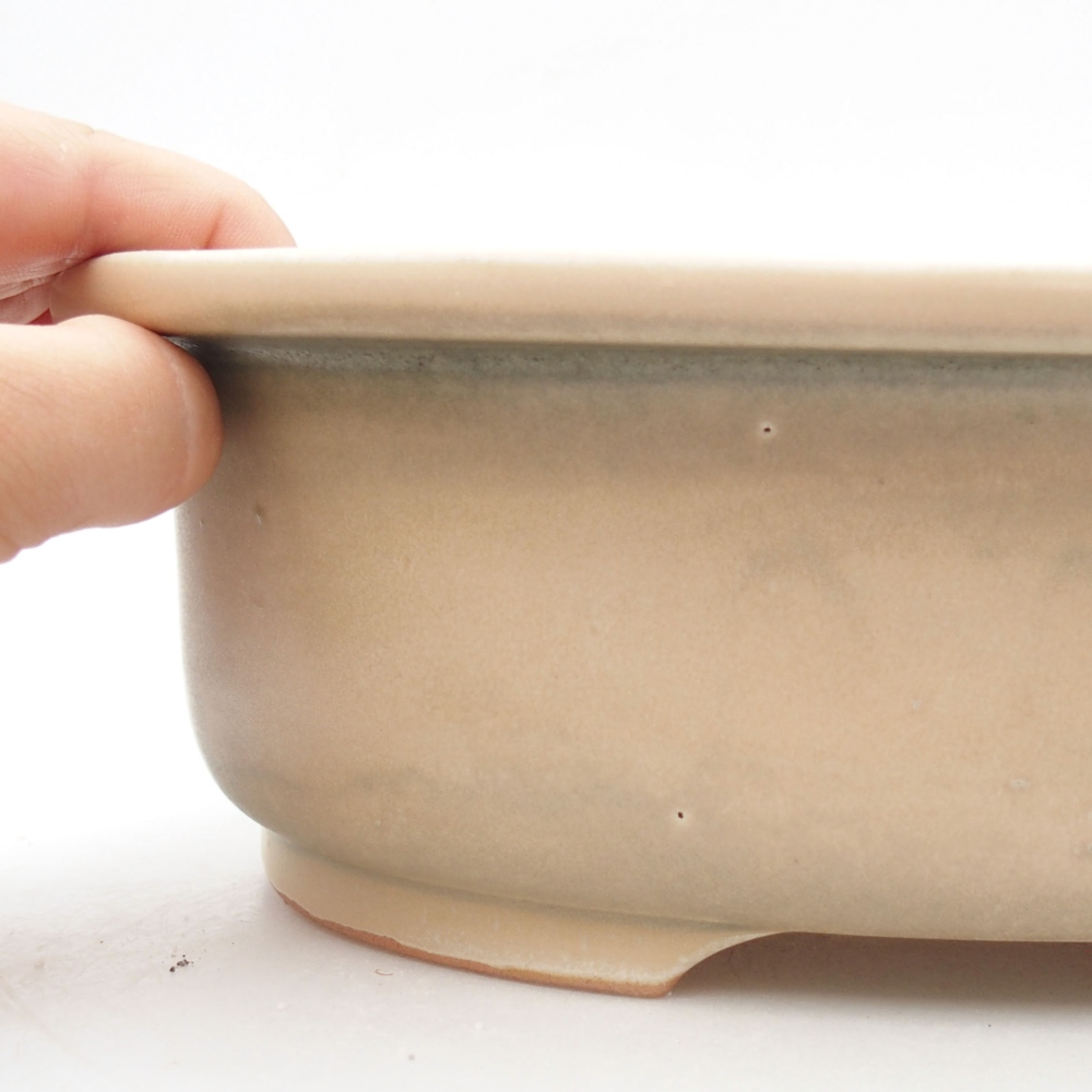 Bonsaischaal van keramiek 26 x 22 x 8 cm, kleur beige