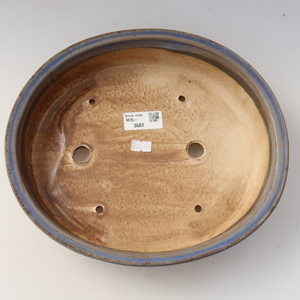 Keramische bonsaipot 26 x 24 x 6 cm, kleur: blauw