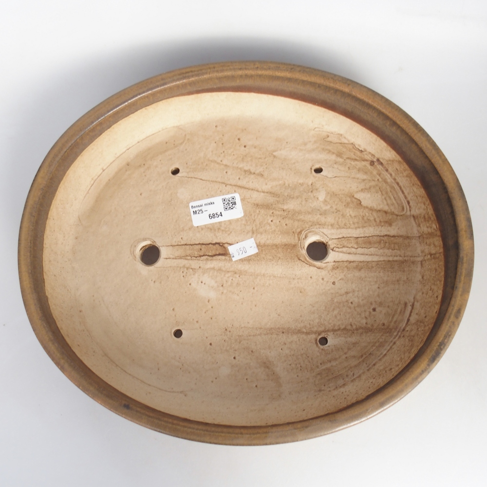 Bonsaischaal van keramiek 31,5 x 27,5 x 6,5 cm, bruin