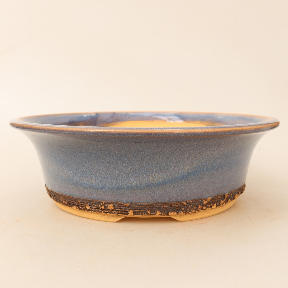 Bonsaischaal van keramiek 26,5 x 26,5 x 8 cm, kleur blauw