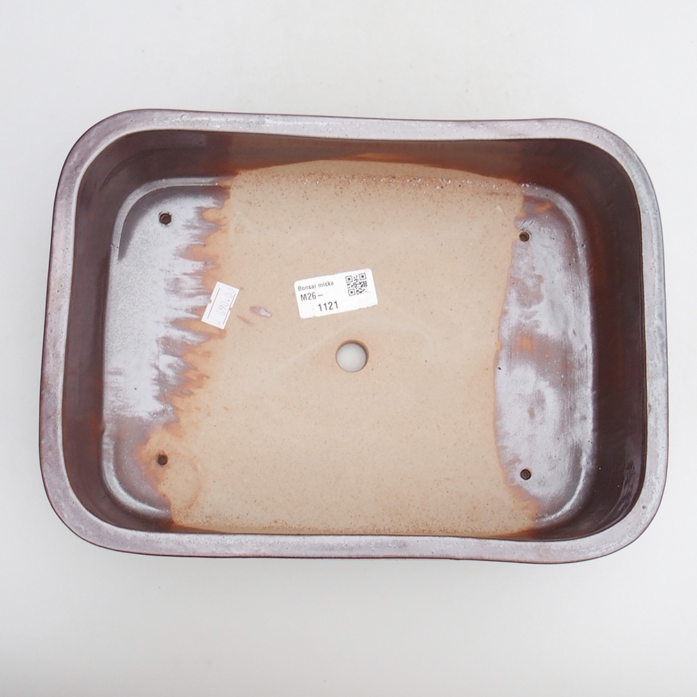 Bonsaischaal van keramiek 27,5 x 20 x 7 cm, kleur bordeauxrood