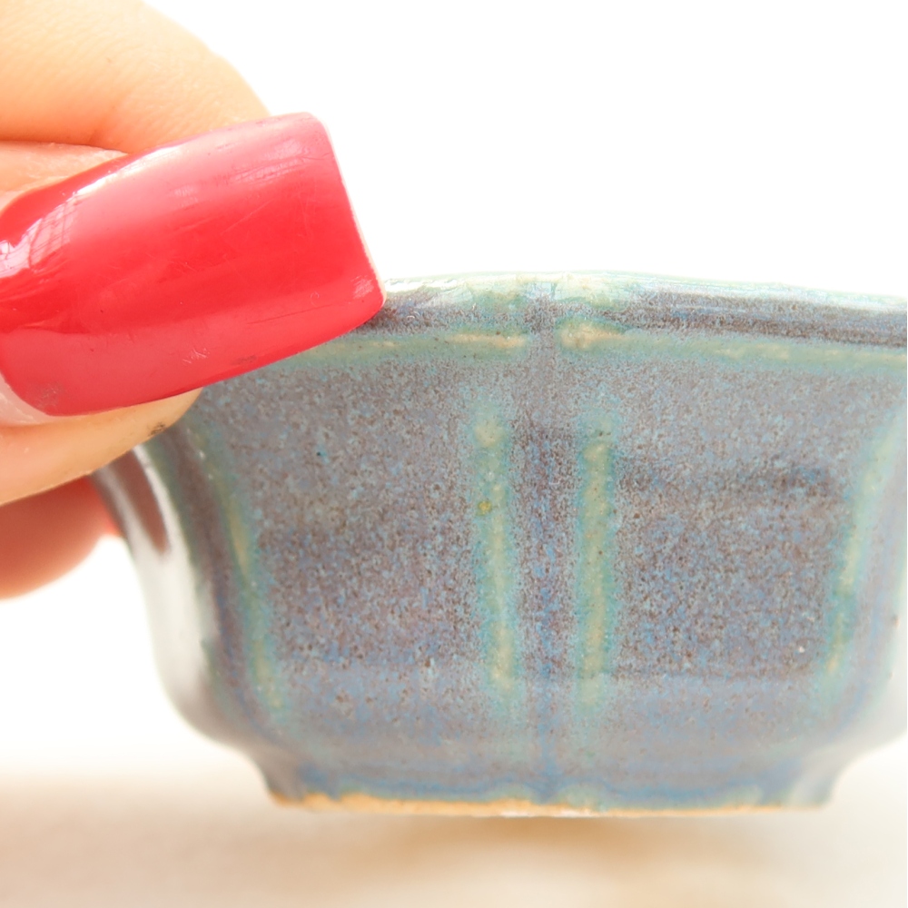Keramische bonsaischaal 6 x 6 x 2,5 cm, kleur grijs