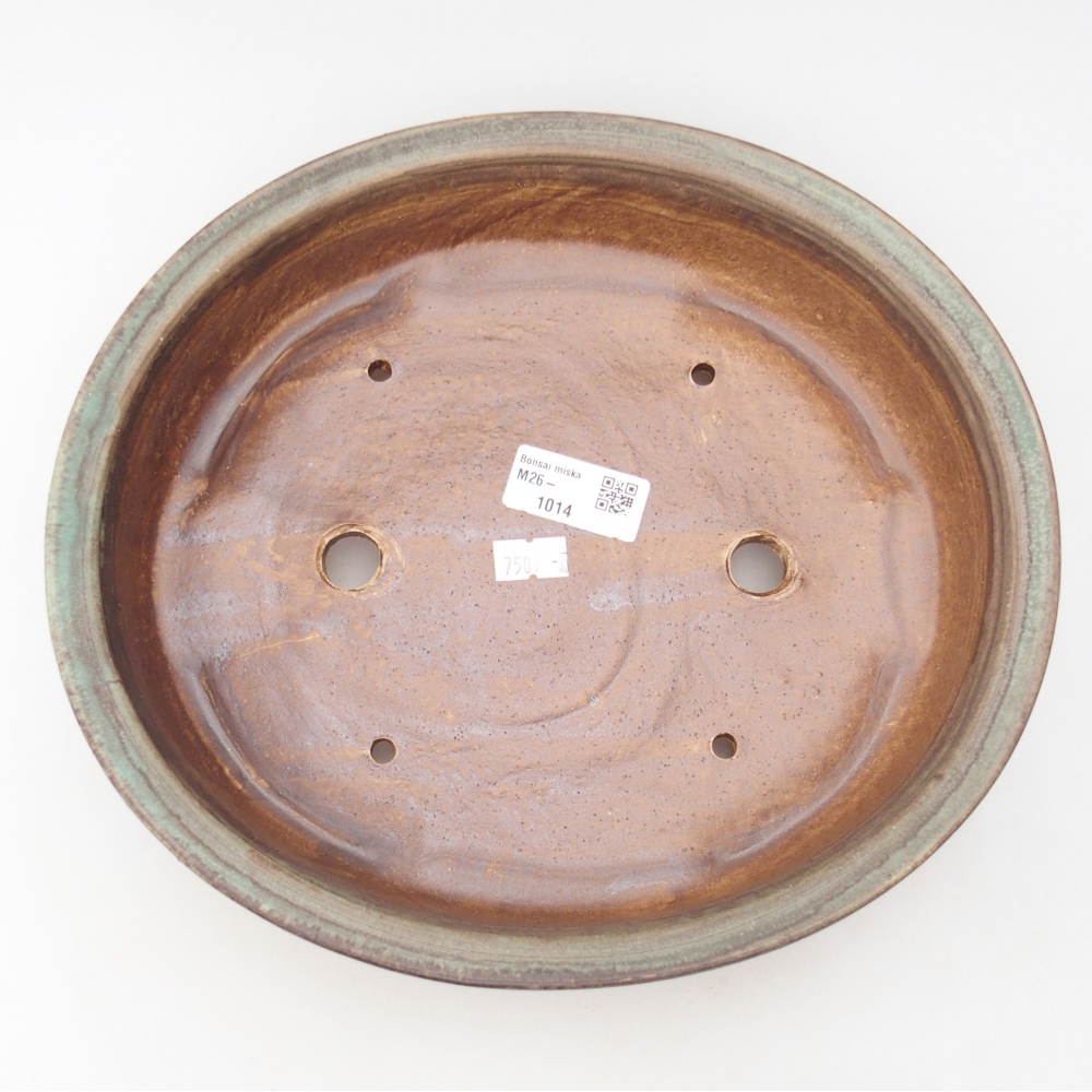 Bonsaischaal van keramiek 26 x 23,5 x 5,5 cm, groen