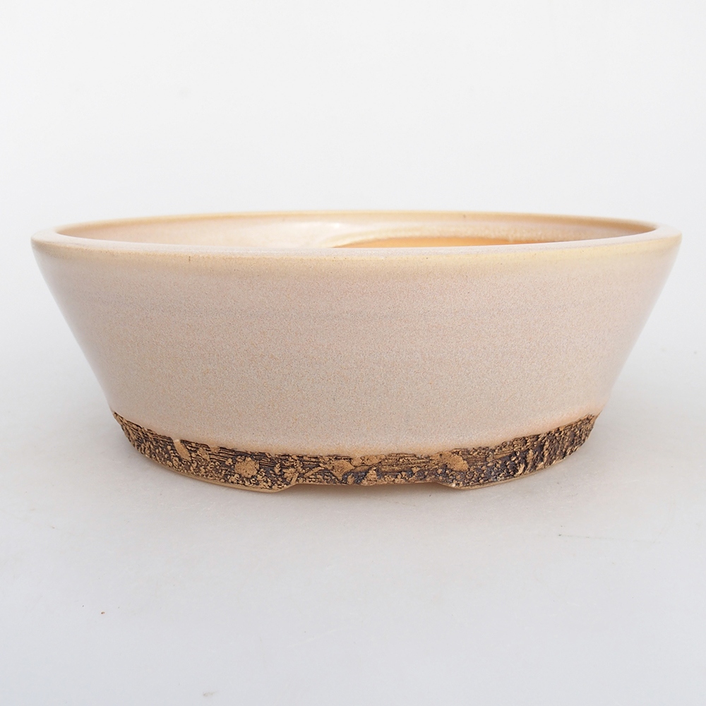 Bonsaischaal van keramiek 22 x 22 x 7,5 cm, kleur beige