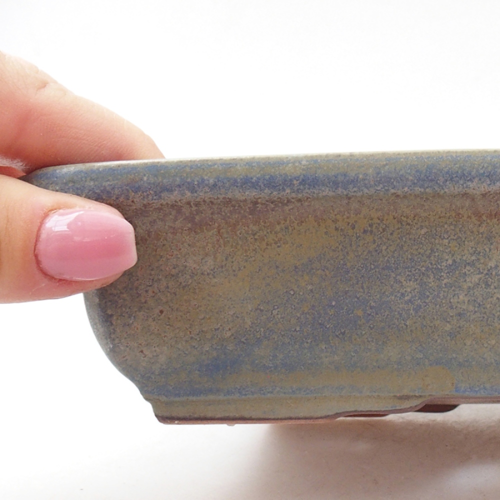 Bonsaischaal van keramiek 17,5 x 13 x 4 cm, kleur blauw