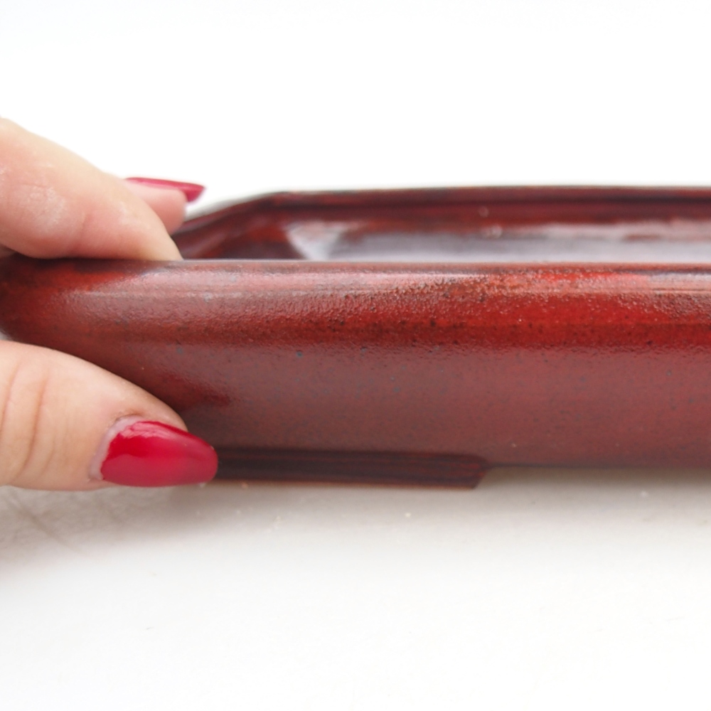 Bonsaischaal van keramiek 24 x 17,5 x 4 cm, kleur rood