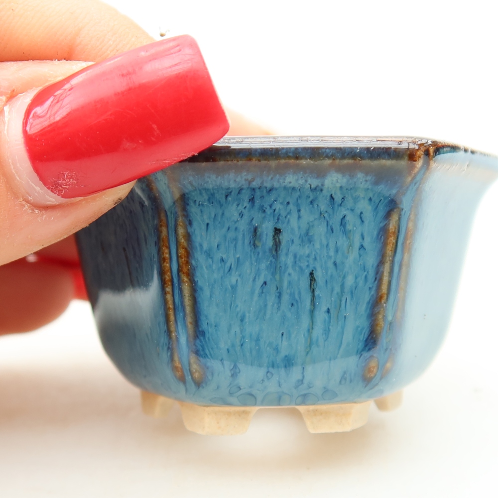 Keramische bonsaipot 5,5 x 5 x 3 cm, kleur: blauw