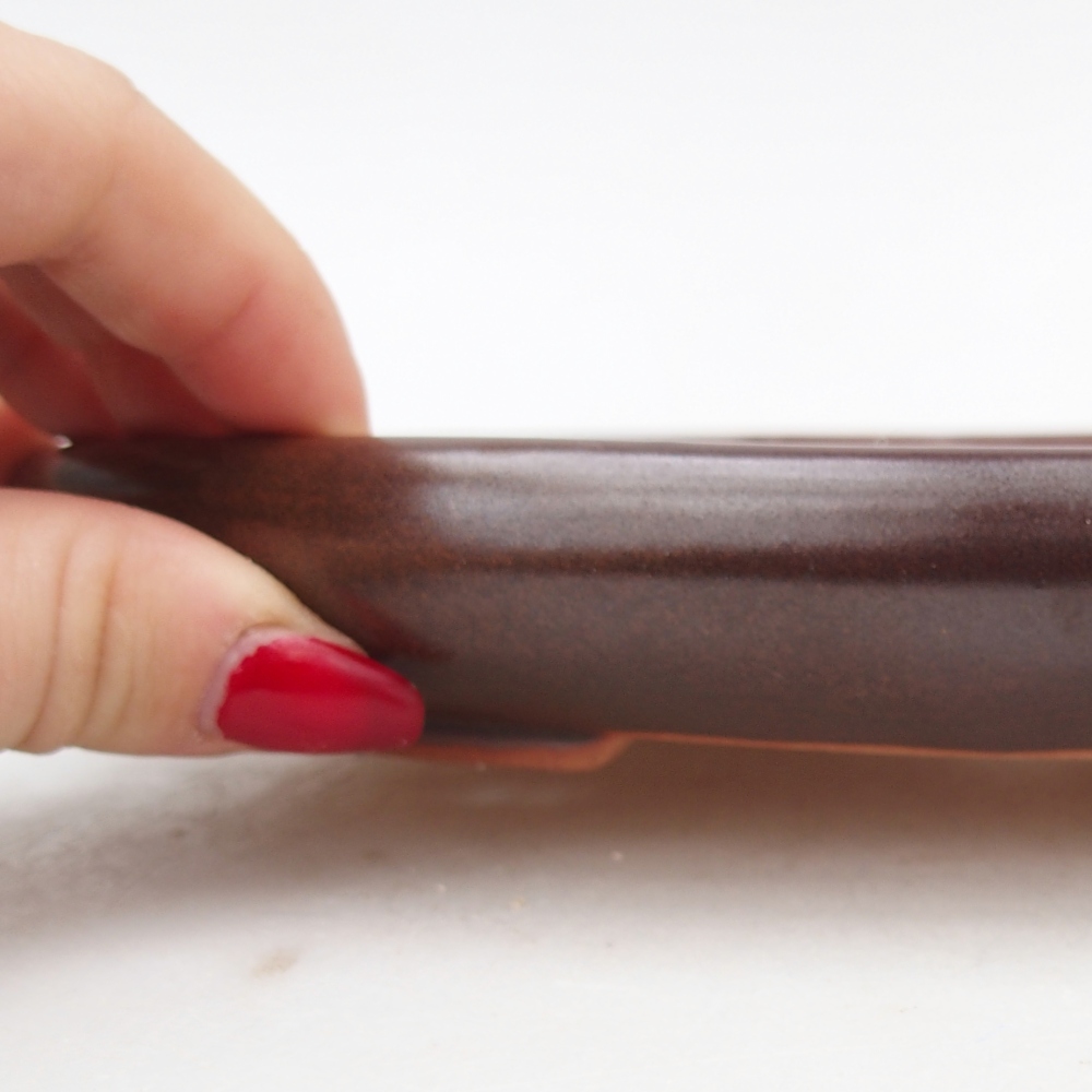 Bonsaischaal van keramiek 22 x 17 x 3 cm, bruin