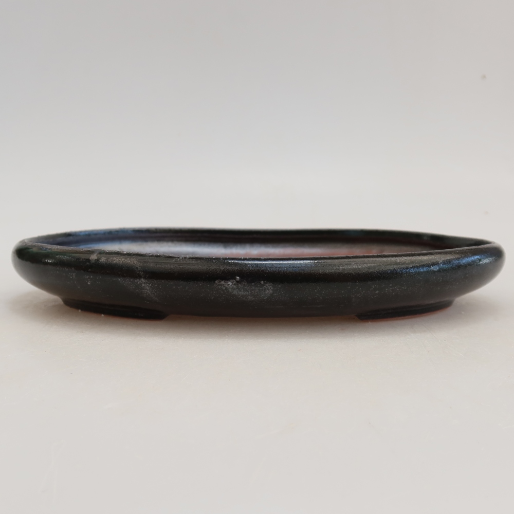 Keramische bonsaipot 22,5 x 16,5 x 3 cm, kleur metaalgroen