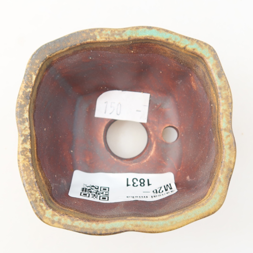 Bonsaischaal van keramiek 7,5 x 7 x 3,5 cm, groen