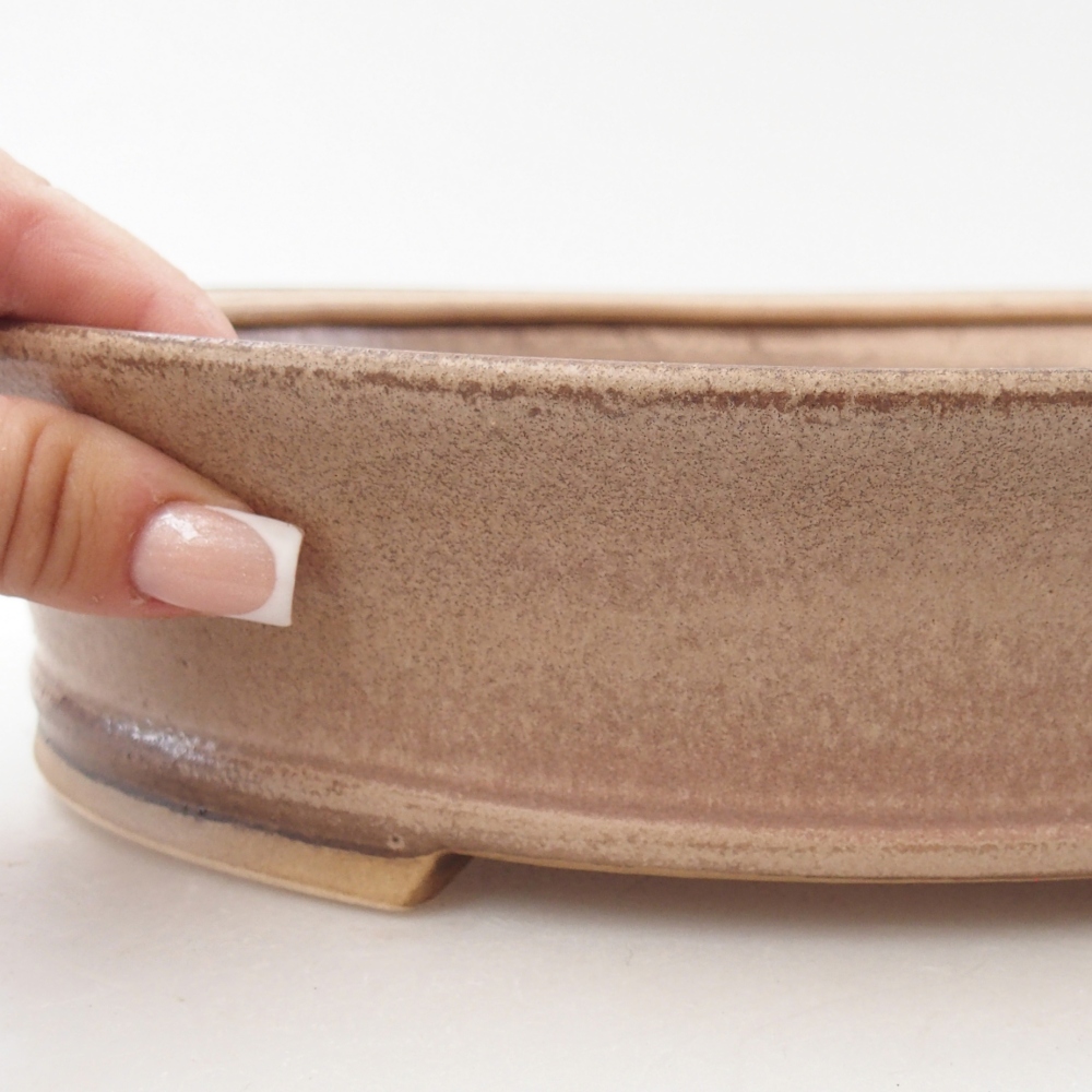 Bonsaischaal van keramiek 27 x 24 x 6 cm, kleur beige