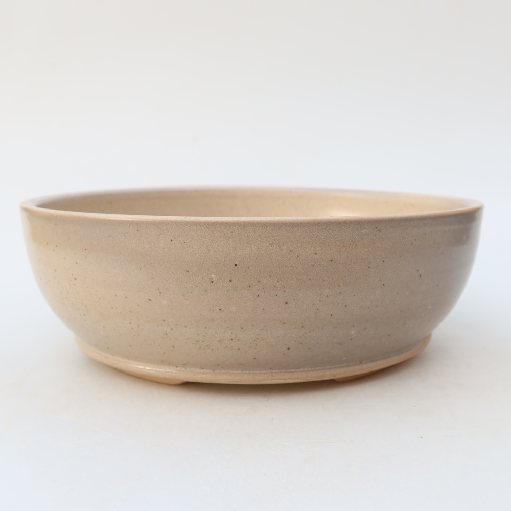 Bonsaischaal van keramiek 19,5 x 19,5 x 6,5 cm, kleur beige