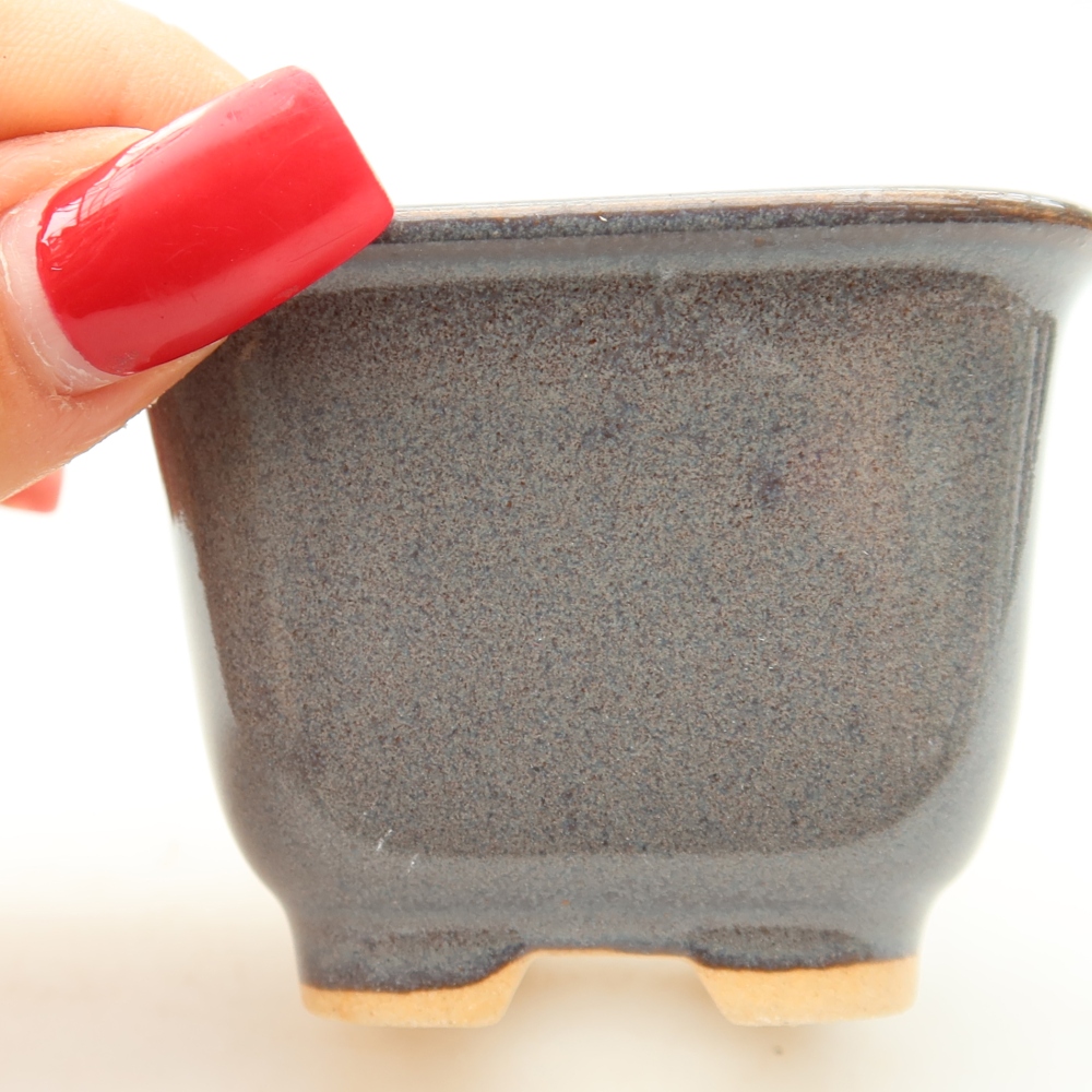 Keramische bonsaipot 6,5 x 6,5 x 5 cm, kleur grijs