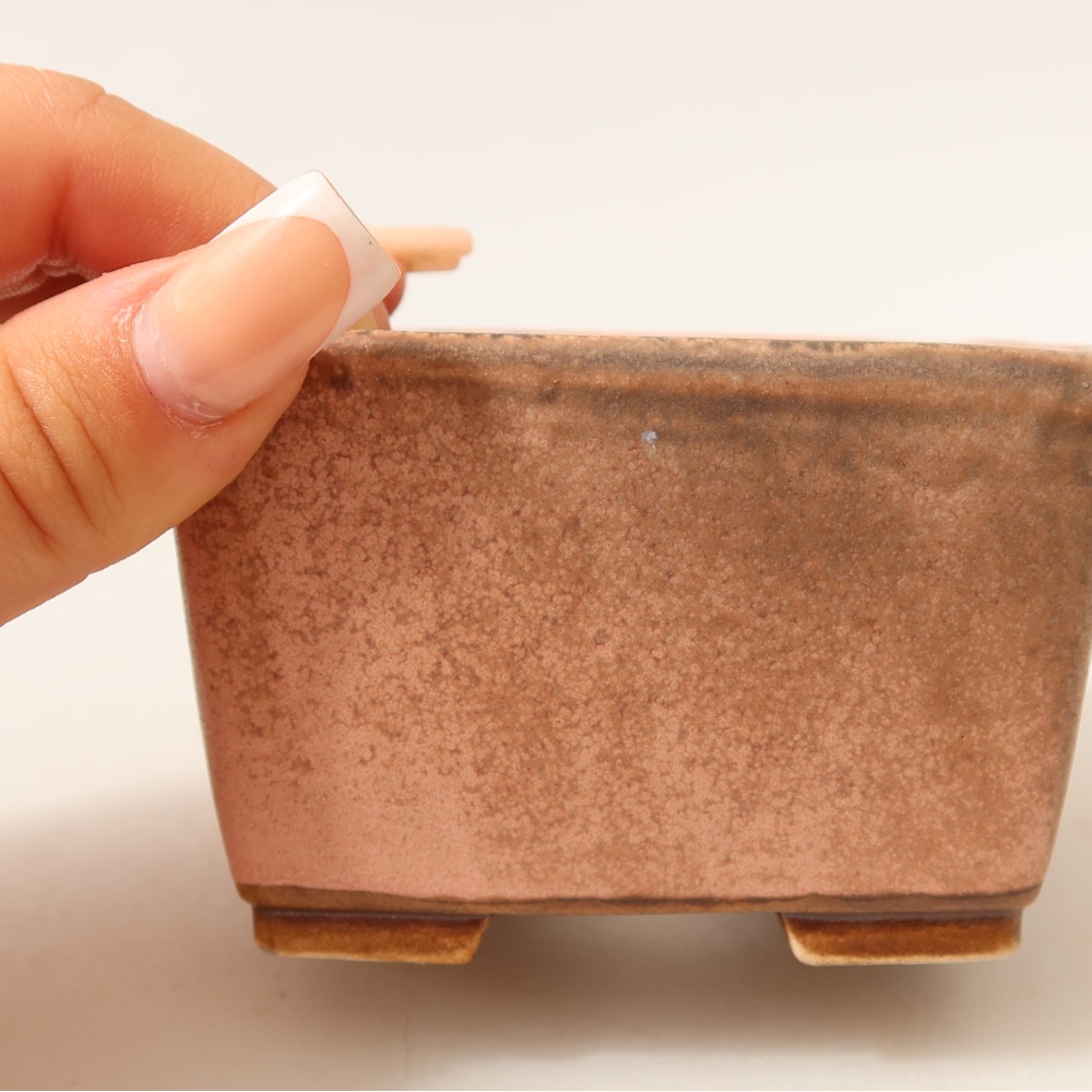 Bonsaischaal van keramiek 8,5 x 8,5 x 5,5 cm, roze