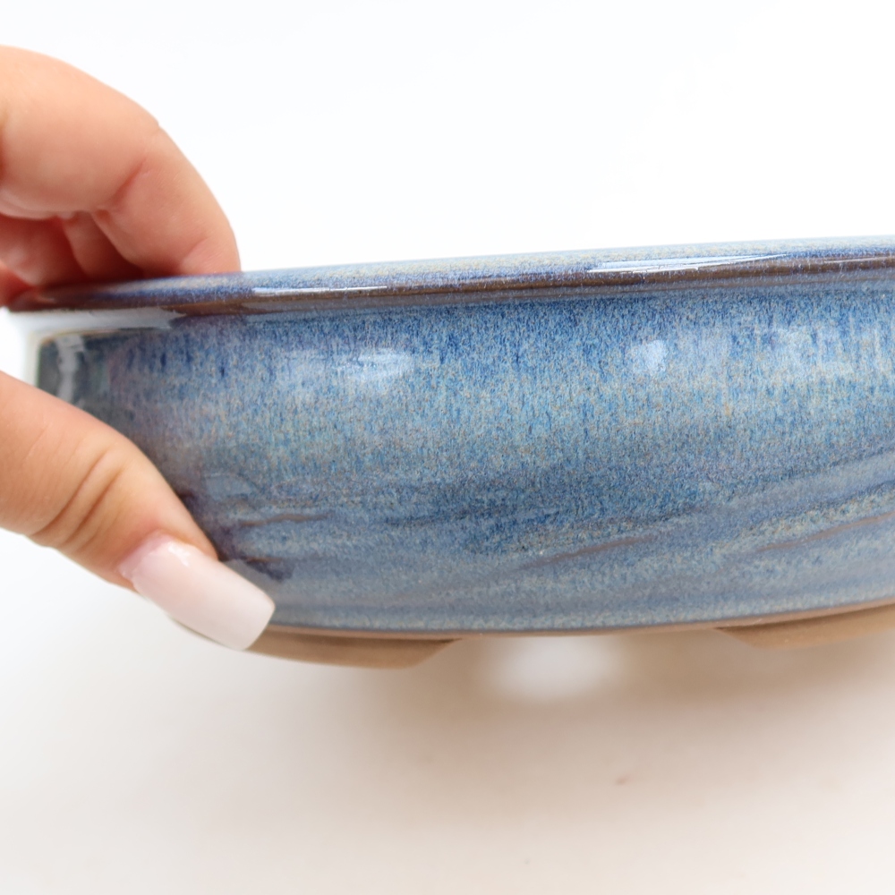Keramische bonsaipot 22,5 x 22,5 x 6,5 cm, kleur: blauw