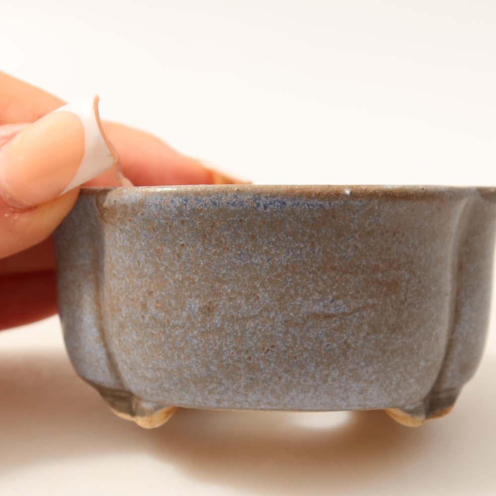 Keramische bonsaischaal 8 x 7,5 x 3,5 cm, kleur: blauw