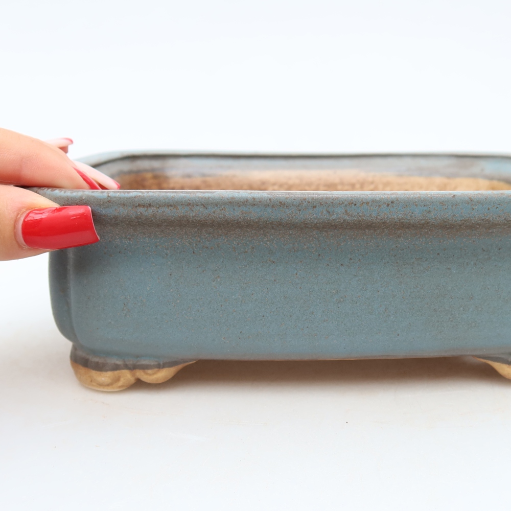 Keramische bonsaipot 20 x 17,5 x 6 cm, kleur: blauw
