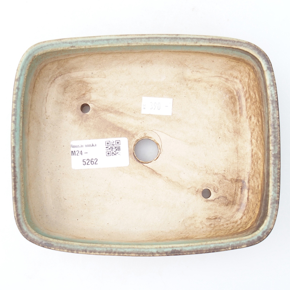 Bonsaischaal van keramiek 17,5 x 14 x 4,5 cm, groen