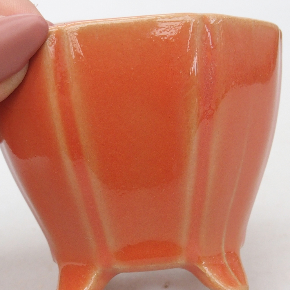 Bonsaischaal van keramiek 7,5 x 7,5 x 6 cm, oranje