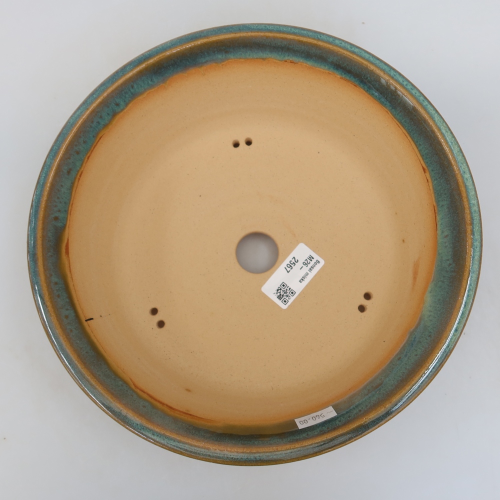 Bonsaischaal van keramiek 25 x 25 x 7,5 cm, kleur blauw