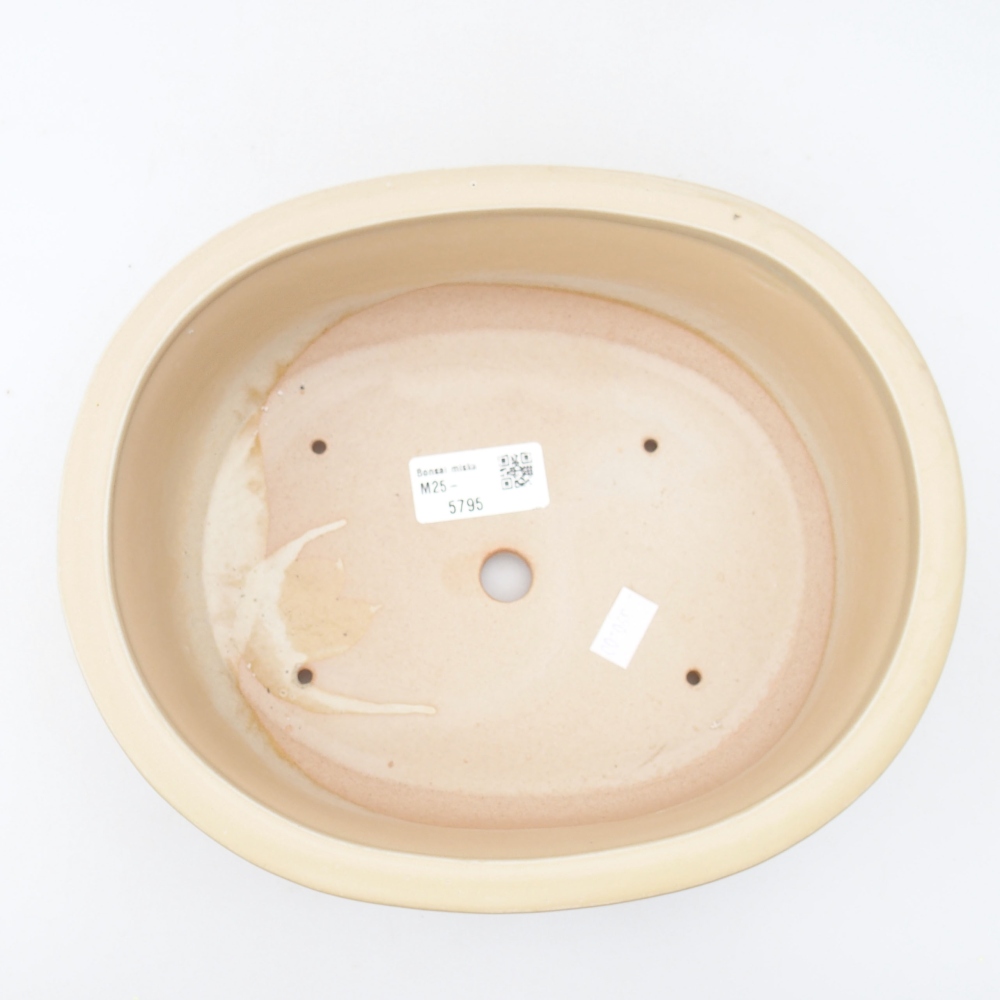 Bonsaischaal van keramiek 23 x 19,5 x 7 cm, kleur beige