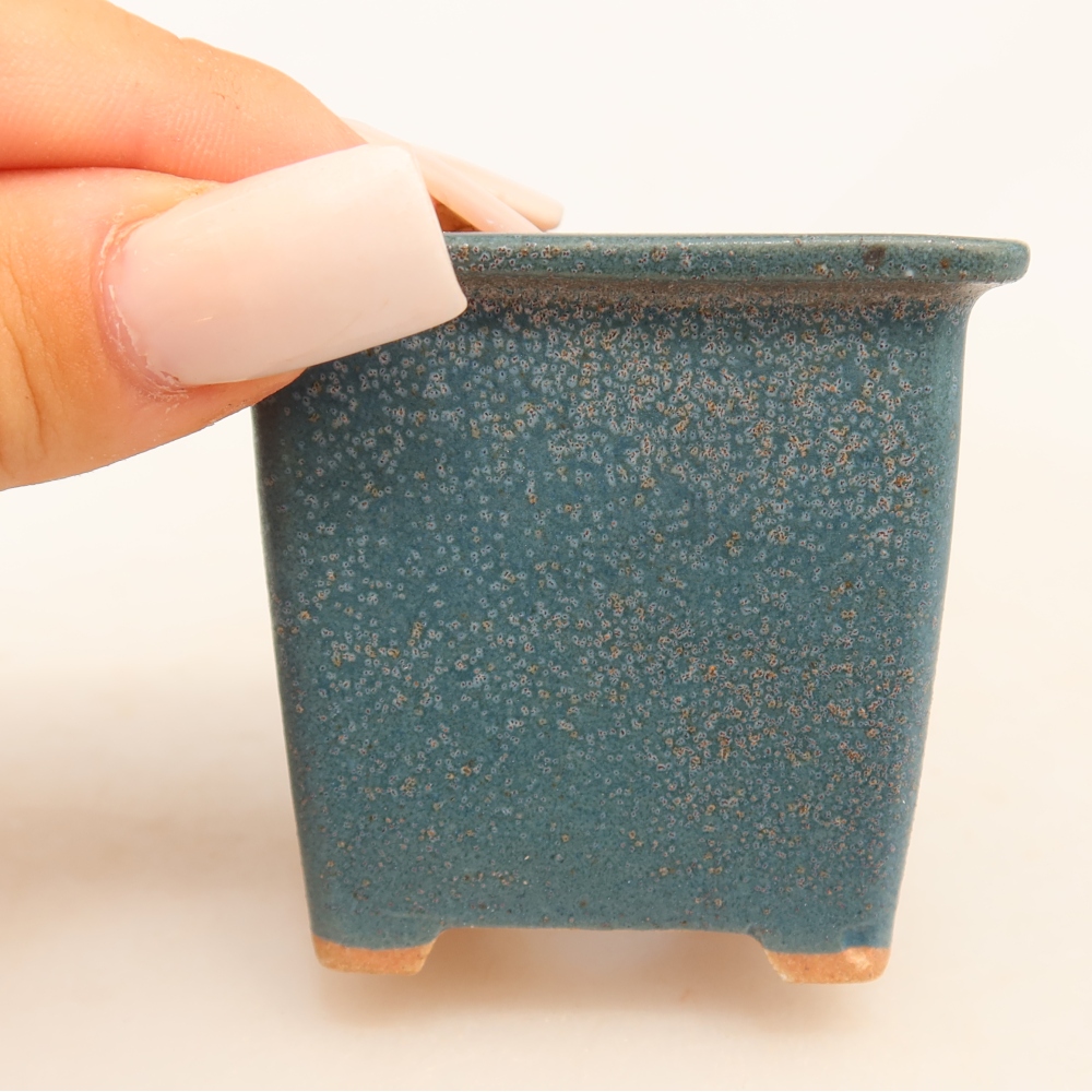 Keramische bonsaischaal 6 x 6 x 5,5 cm, kleur: blauw