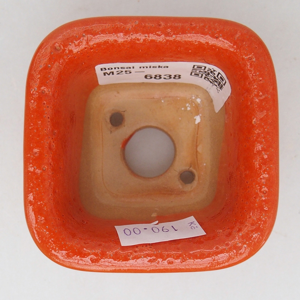 Bonsaischaal van keramiek 6,5 x 6,5 x 5 cm, oranje