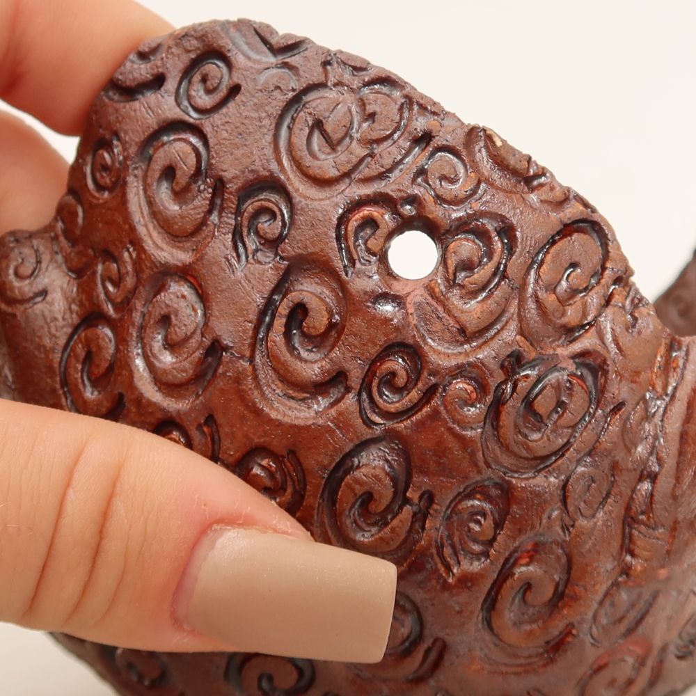 Keramische schaal voor Kokedama, 12,5 x 11,5 x 8,5 cm, kleur: bruin