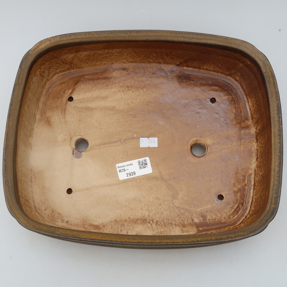 Keramische bonsai-schaal 29,5 x 24,5 x 7 cm, kleur bruin