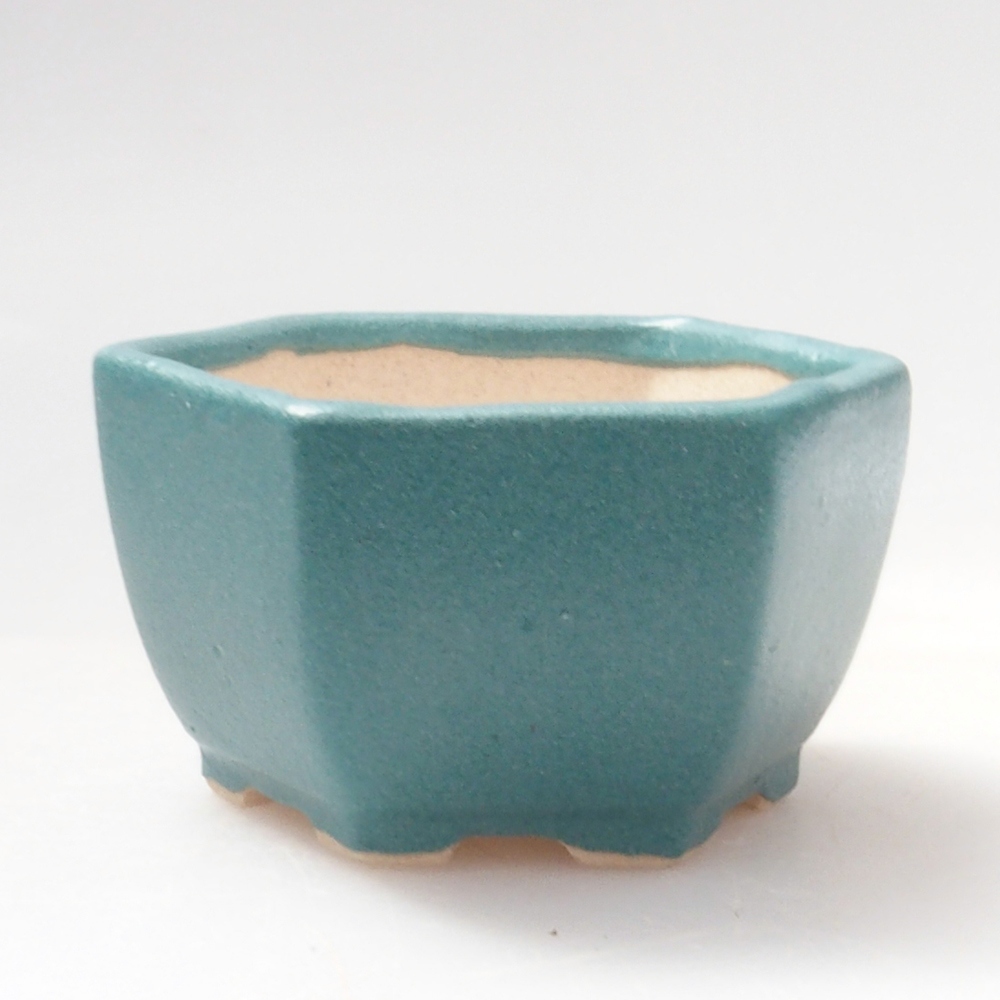 Bonsaischaal van keramiek 6,5 x 5,5 x 4 cm, kleur blauw