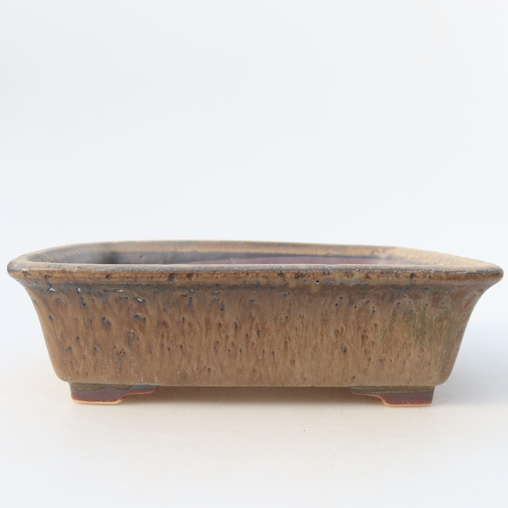 Bonsaischaal van keramiek 17,5 x 14,5 x 5 cm, bruin