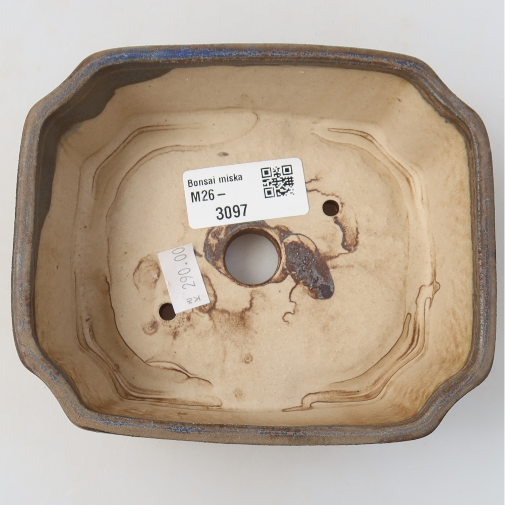 Bonsaischaal van keramiek 14 x 11,5 x 4,5 cm, kleur blauw