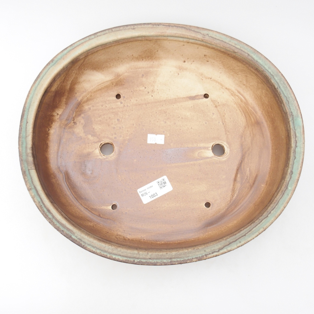 Bonsaischaal van keramiek 32,5 x 28,5 x 7 cm, groen