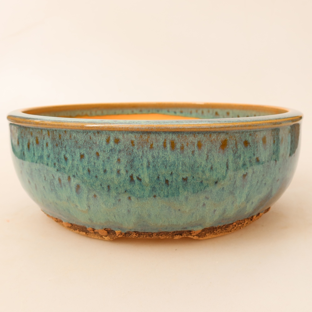Keramische bonsaischaal 24 x 24 x 8,5 cm, kleur groen