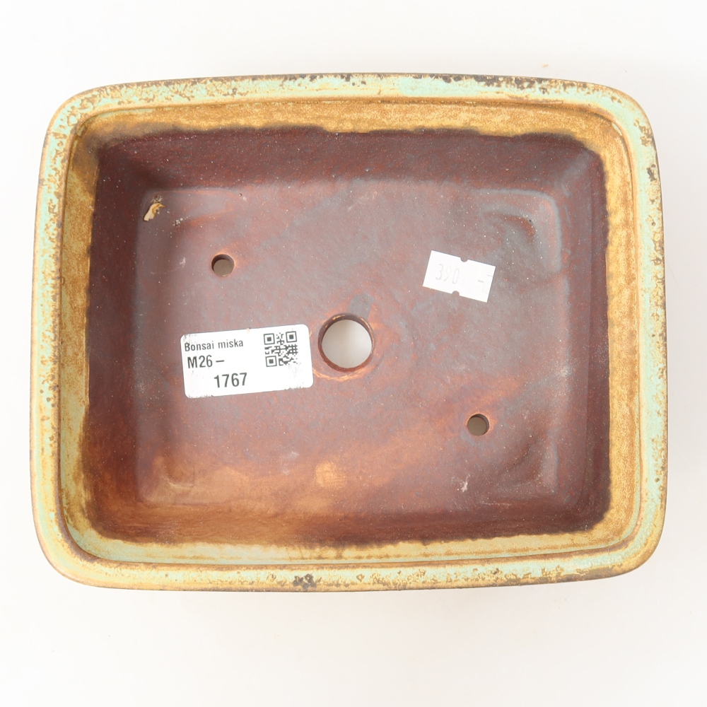 Bonsaischaal van keramiek 17,5 x 14,5 x 5,5 cm, groen