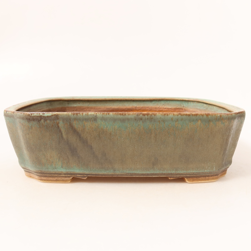 Keramische bonsaipot 21,5 x 18 x 6 cm, kleur groen
