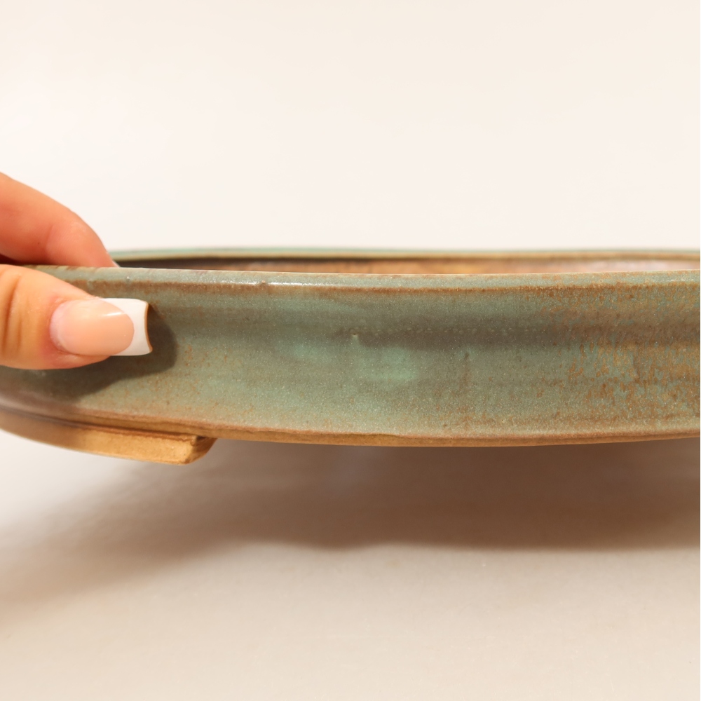 Keramische bonsaipot 30,5 x 26,5 x 4 cm, kleur groen