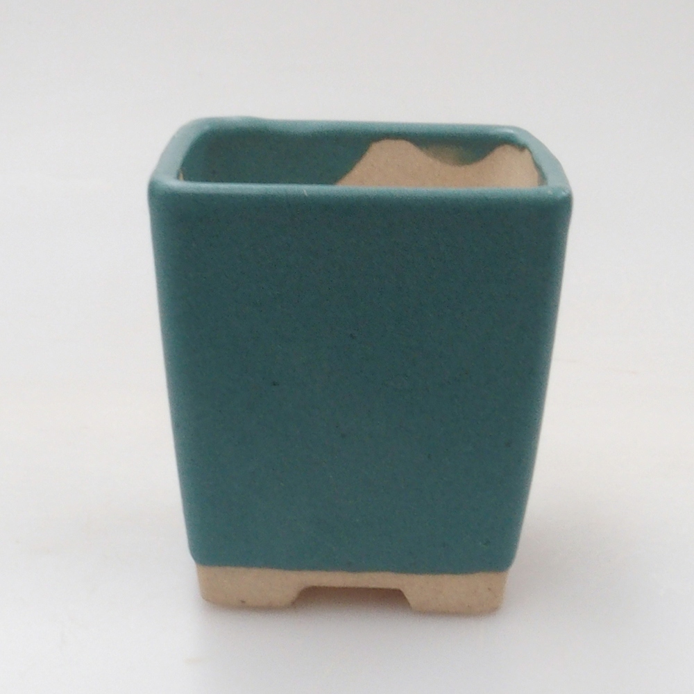 Bonsaischaal van keramiek 6,5 x 5,5 x 4 cm, kleur blauw