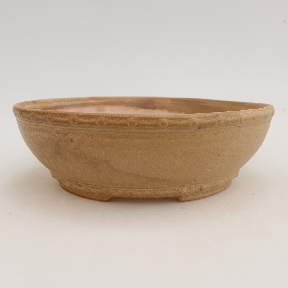 Keramische bonsaipot 17,5 x 17,5 x 5,5 cm, kleur: beige