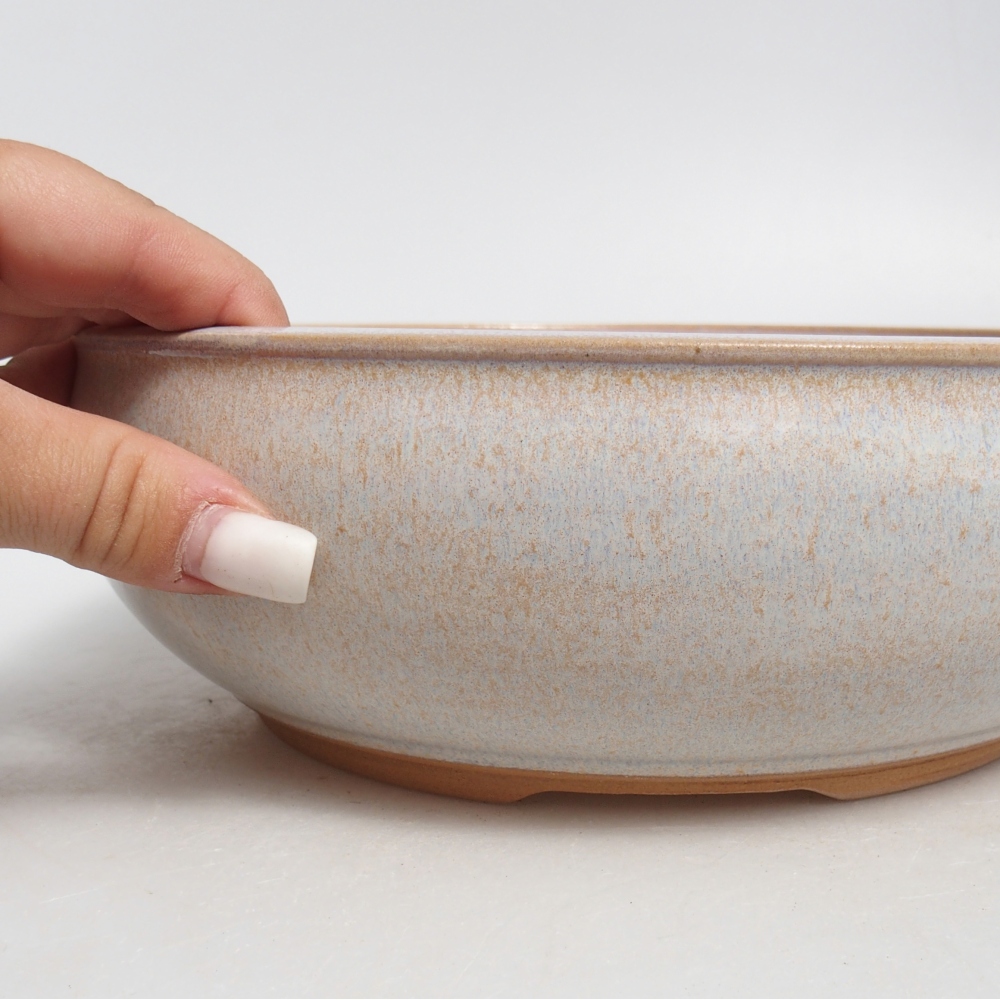 Bonsaischaal van keramiek 22,5 x 22,5 x 7,5 cm, kleur beige