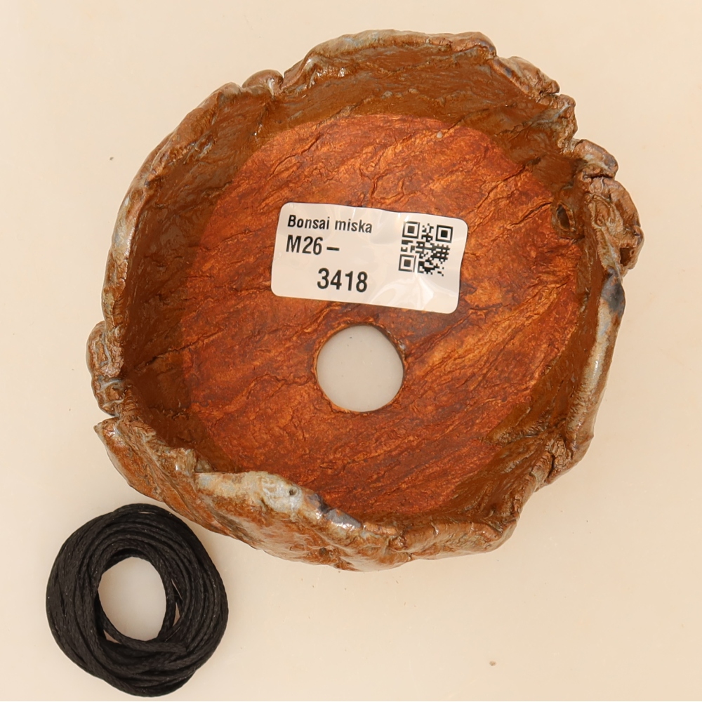 Keramische schaal voor Kokedama, 9 x 9 x 7 cm, kleur: bruin