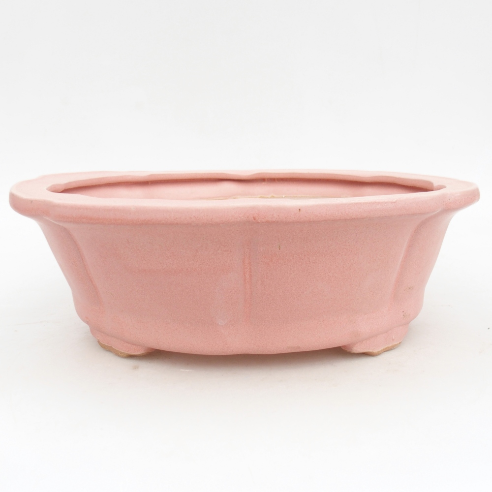 Bonsaischaal van keramiek 26,5 x 26,5 x 8,5 cm, roze