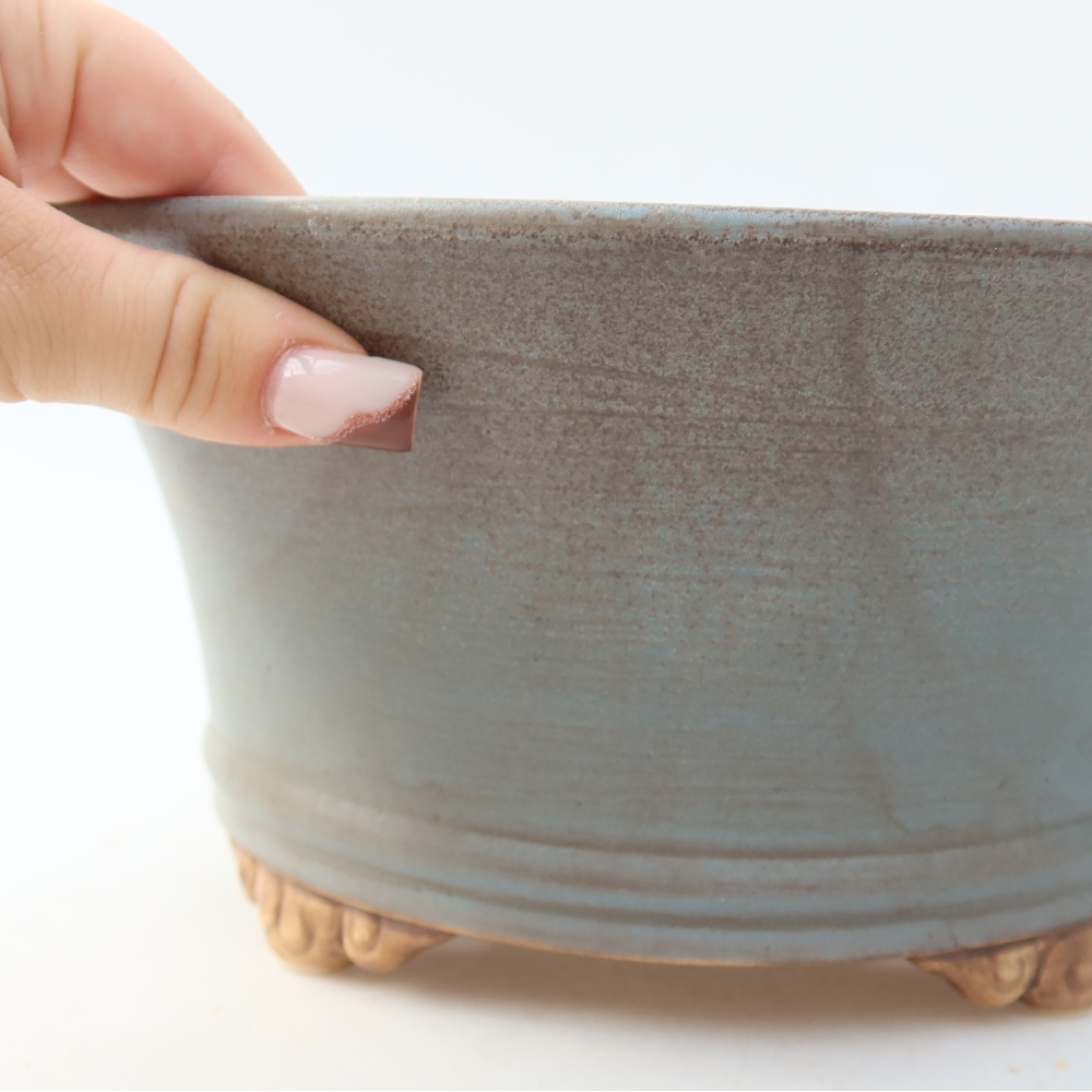 Keramische bonsaischaal 24,5 x 24,5 x 11,5 cm, kleur: blauw