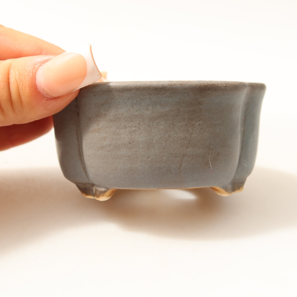 Keramische bonsaischaal 8 x 7,5 x 3,5 cm, kleur: blauw
