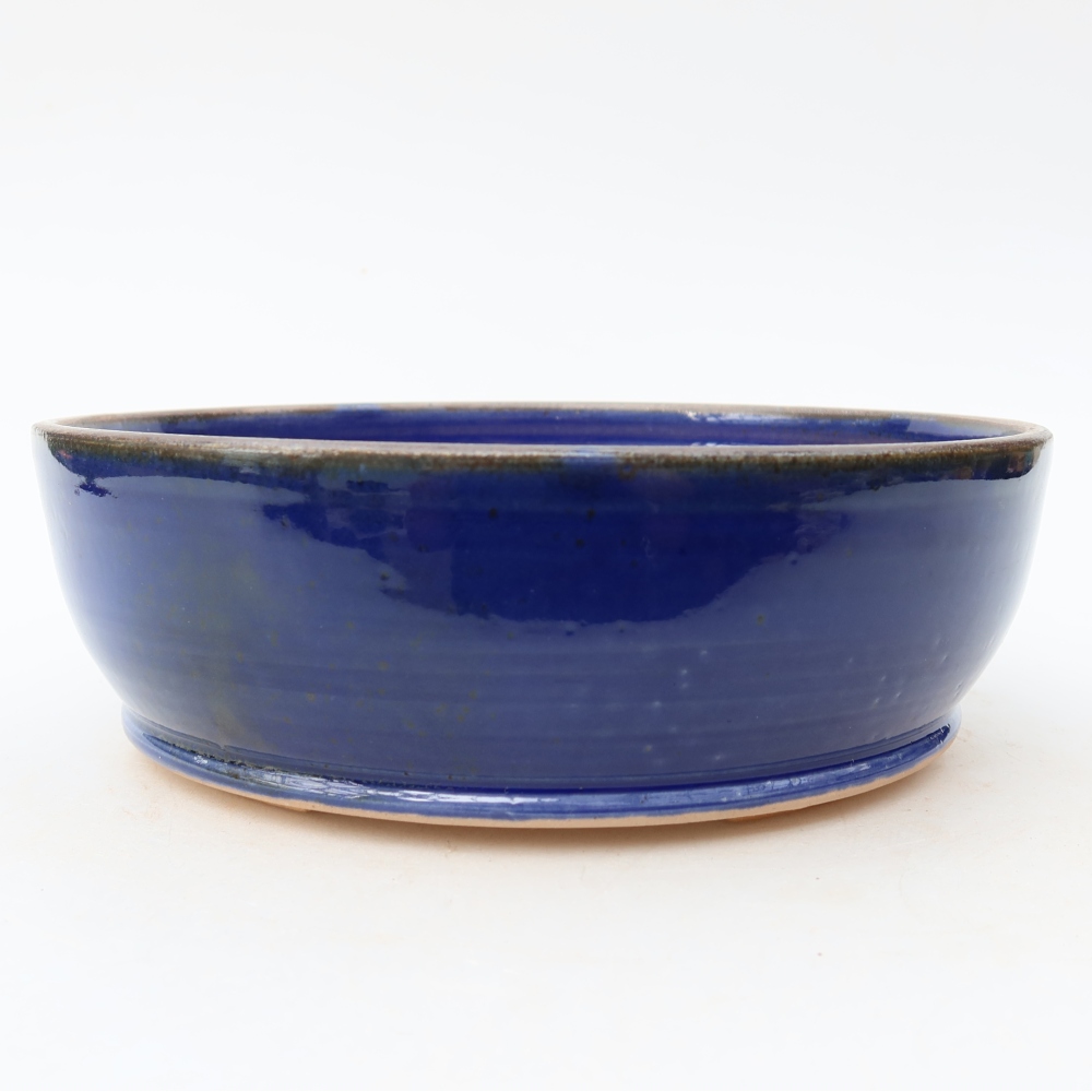Bonsaischaal van keramiek 18 x 18 x 6 cm, kleur blauw